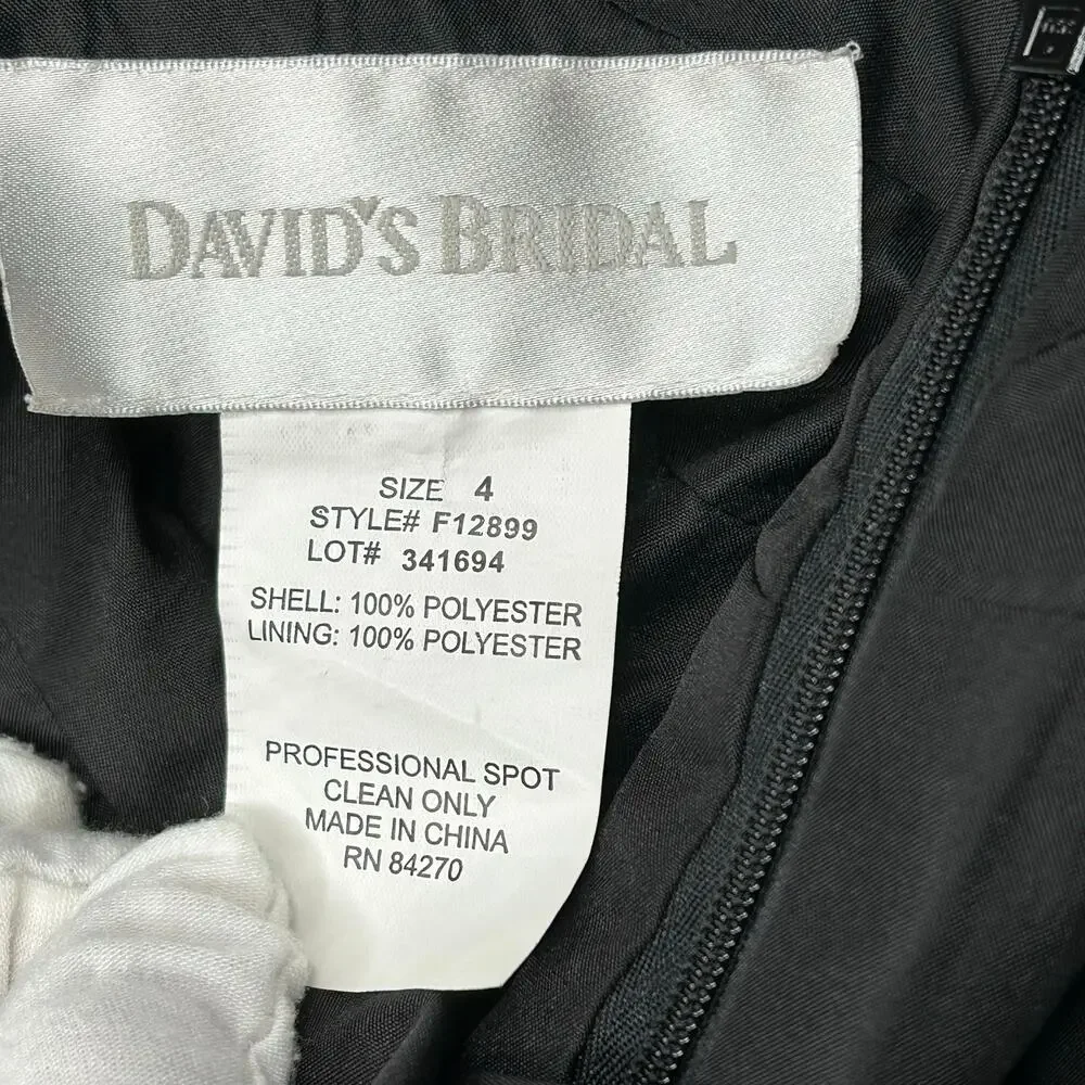 David's Bridal Dress Black Women 4 Shiny Bleads Sleeveless Knee Length Wedding - Picture 4 of 6